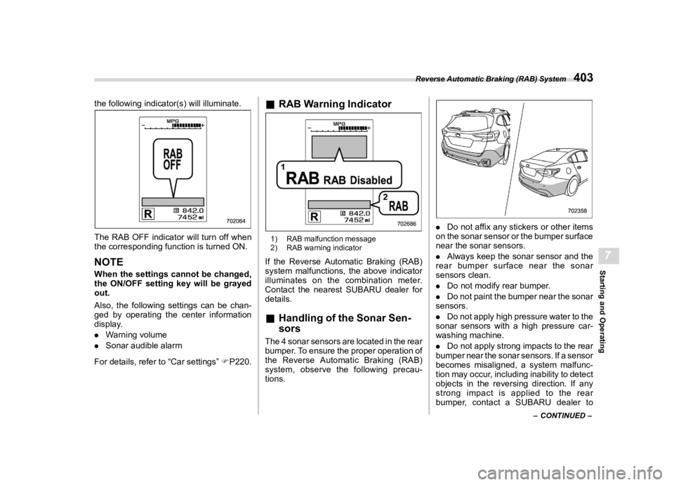 SUBARU OUTBACK 2021  Owners Manual �������
