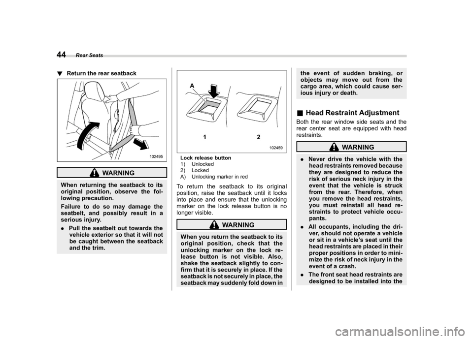 SUBARU OUTBACK 2021 Service Manual ������
