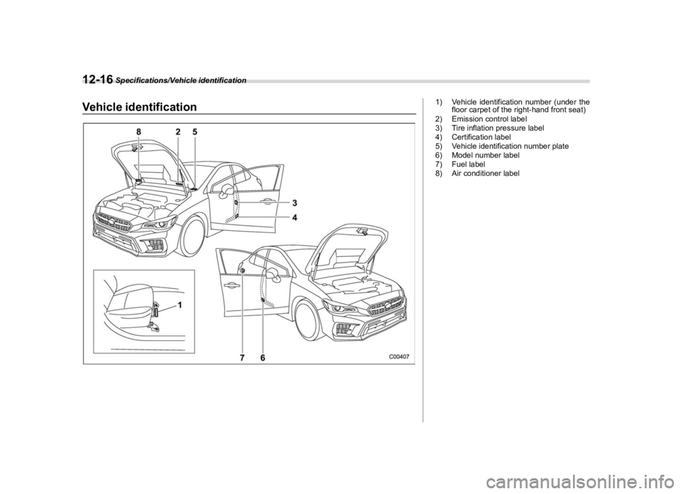 SUBARU WRX 2020  Owners Manual �������
