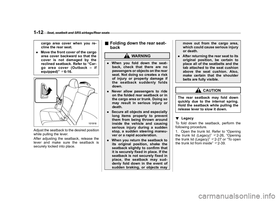 SUBARU OUTBACK 2019 Service Manual ������
