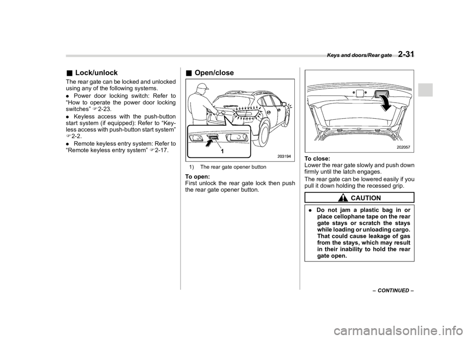 SUBARU CROSSTREK 2019  Owners Manual  
������� 
