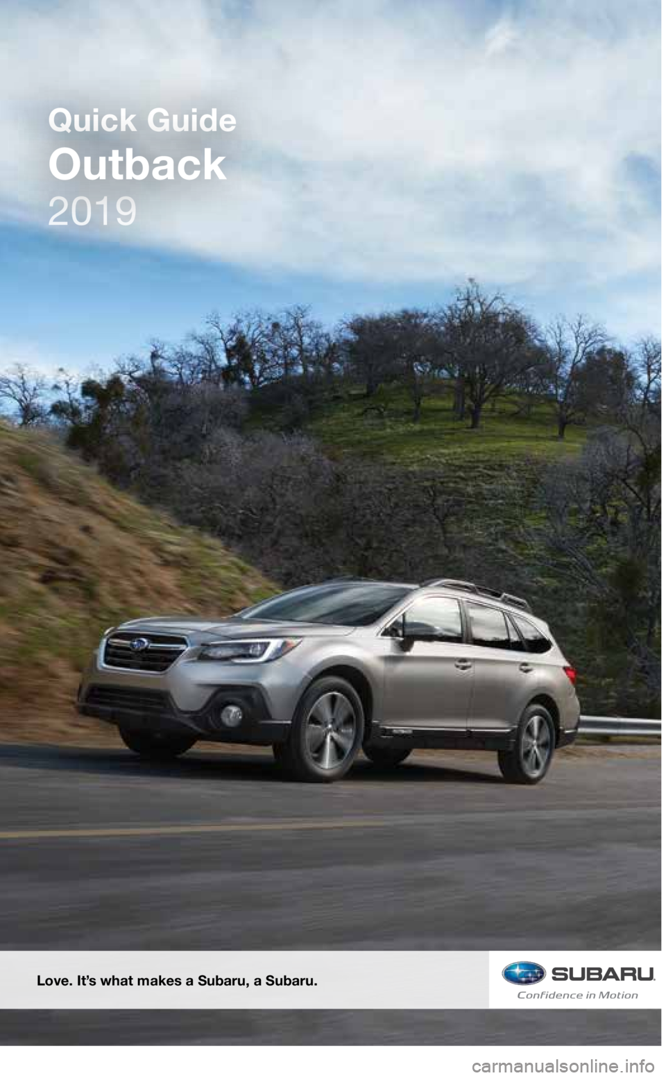 SUBARU OUTBACK 2019  Quick Guide Love. It’s what makes a Subaru, a Subaru.
Quick Guide
Outback
3645633_19b_Subaru_Outback_QG_081418.indd   28/14/18   1:50 PM 
2019     