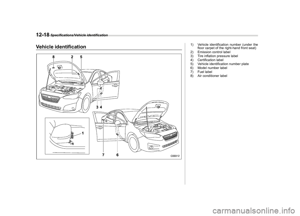 SUBARU IMPREZA 2018  Owners Manual  
������� 
