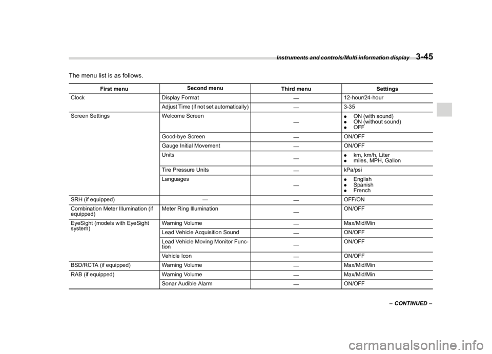 SUBARU OUTBACK 2018  Owners Manual  
������� 
