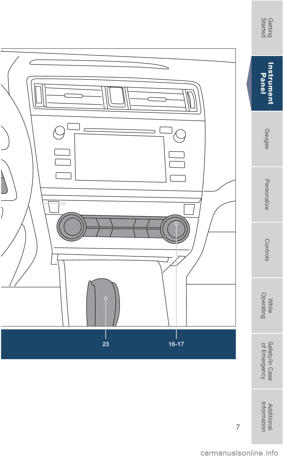 SUBARU LEGACY 2018 Quick Guide 7
Instrument Panel
Instrument
Panel
16-17
23
2926965_18a_Subaru_Legacy_QRG_050417.indd 75/4/17 3:13 PM
Getting
StartedInstrument
Panel Gauges
Personalize ControlsWhile
Operating Safety/In C SUBARU LEGACY 2018 Quick Guide 7
Instrument Panel
Instrument
Panel
16-17
23
2926965_18a_Subaru_Legacy_QRG_050417.indd 75/4/17 3:13 PM
Getting
StartedInstrument
Panel Gauges
Personalize ControlsWhile
Operating Safety/In C