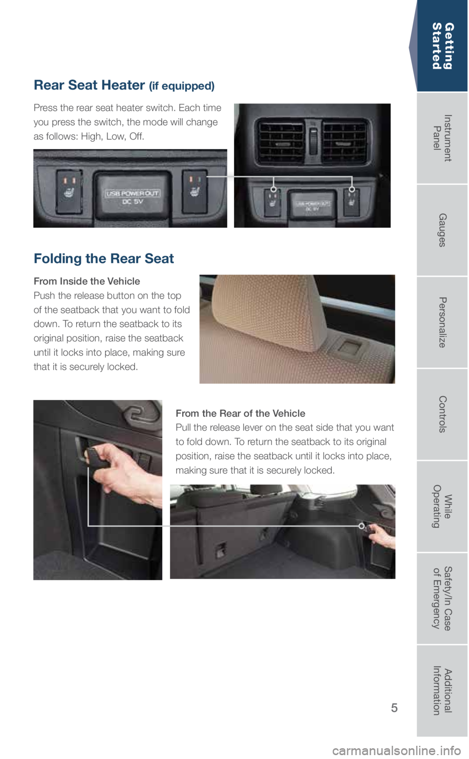 SUBARU OUTBACK 2018 Quick Guide (33 Pages)