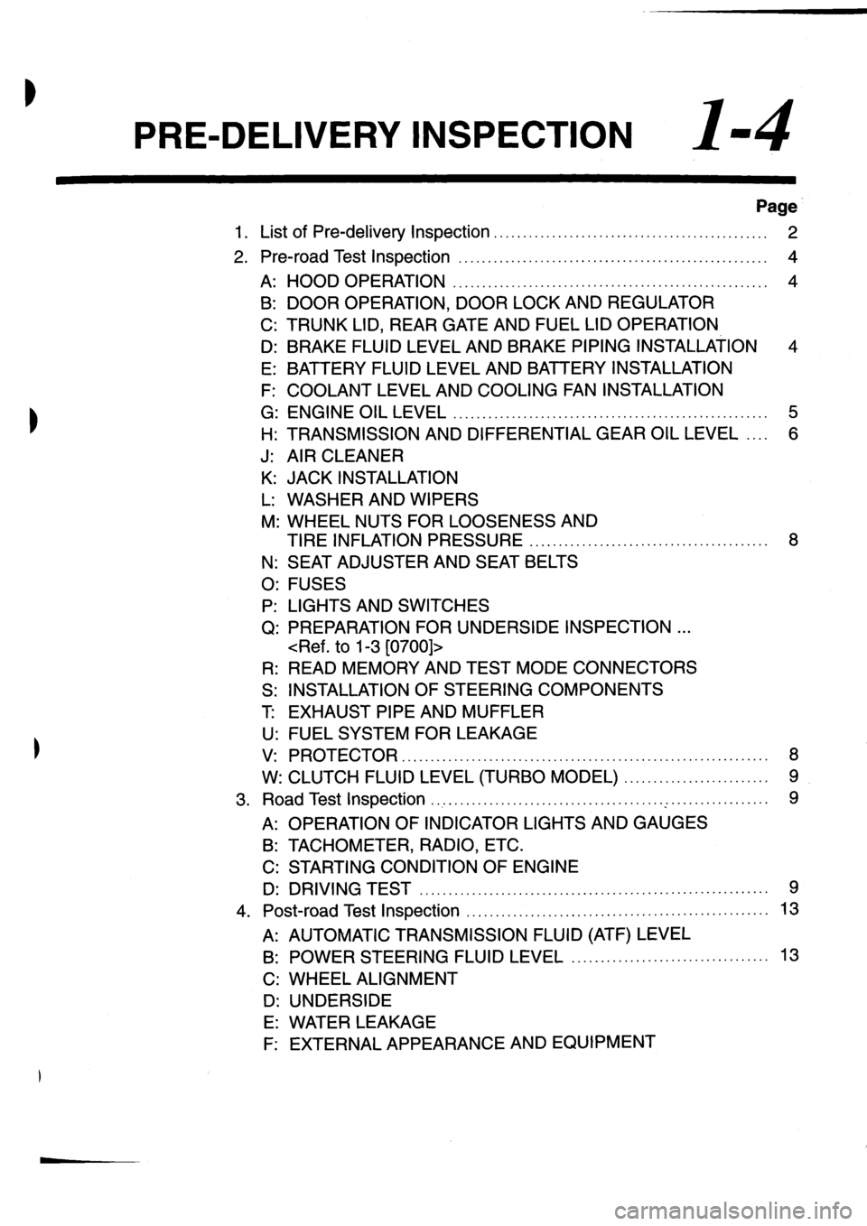 SUBARU IMPREZA 1996  Service Owners Manual 