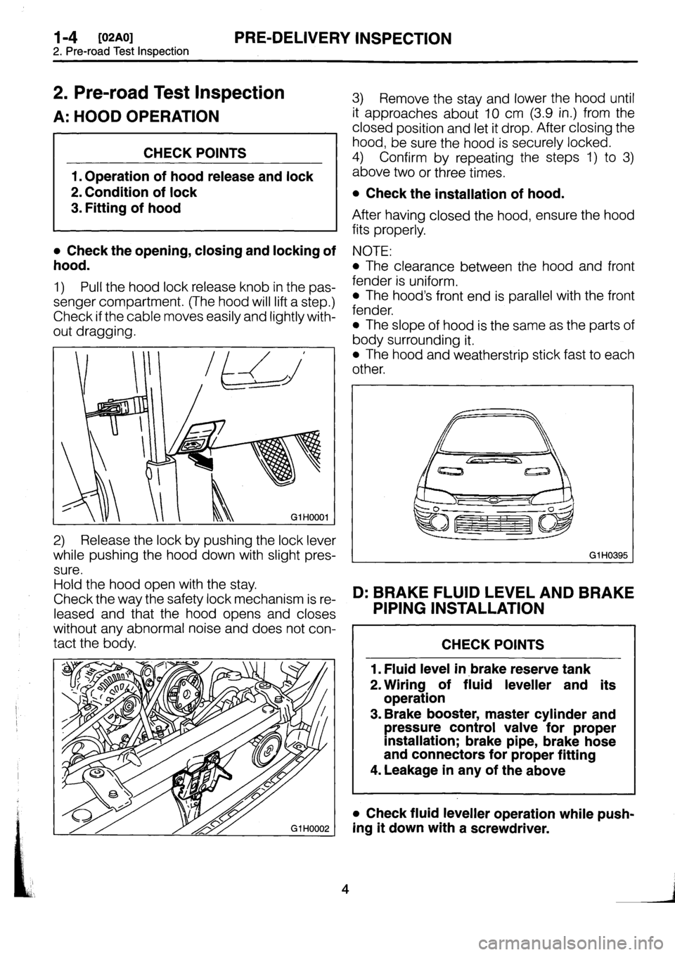 SUBARU IMPREZA 1996  Service Owners Manual 