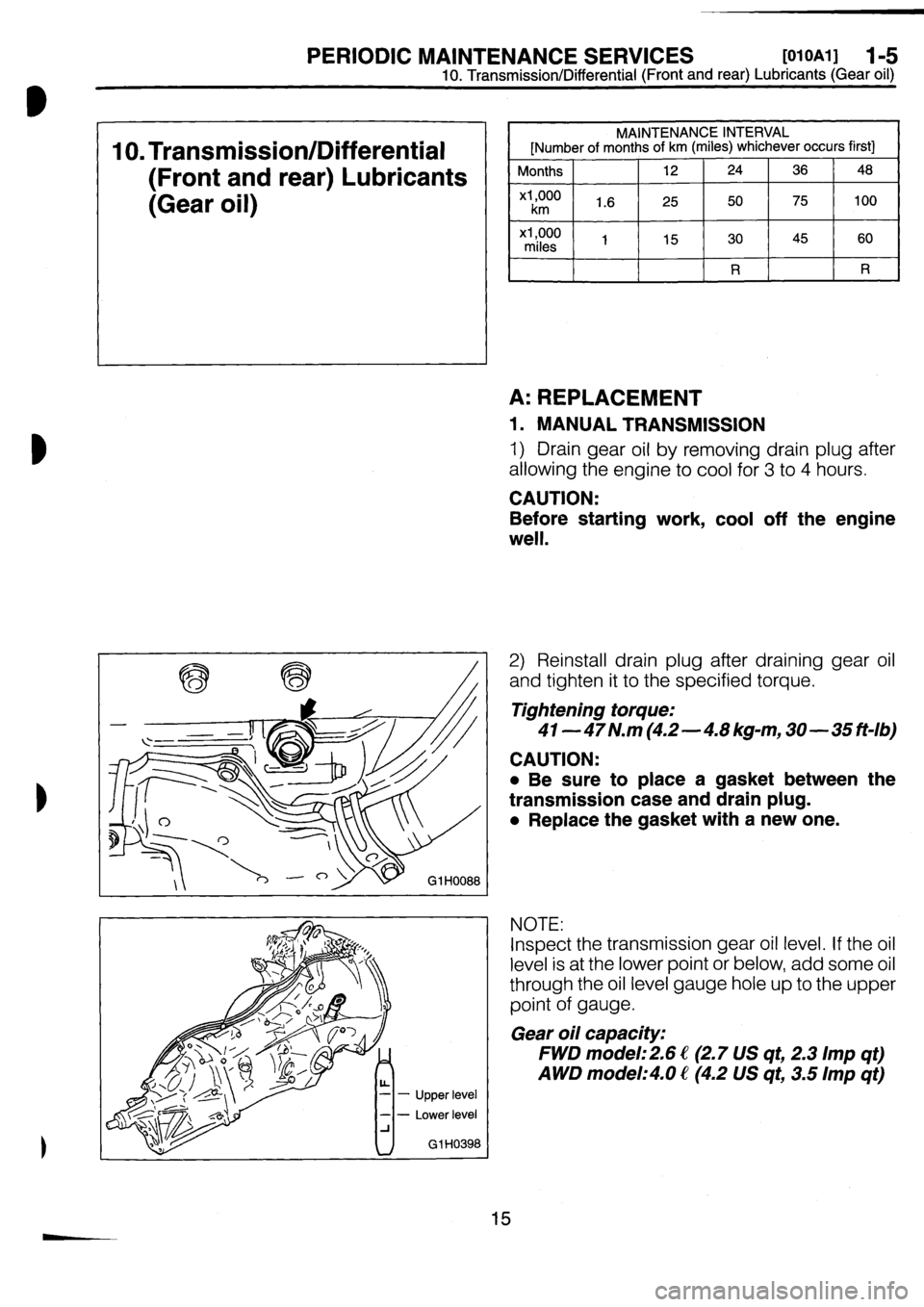 SUBARU IMPREZA 1996  Service Workshop Manual 