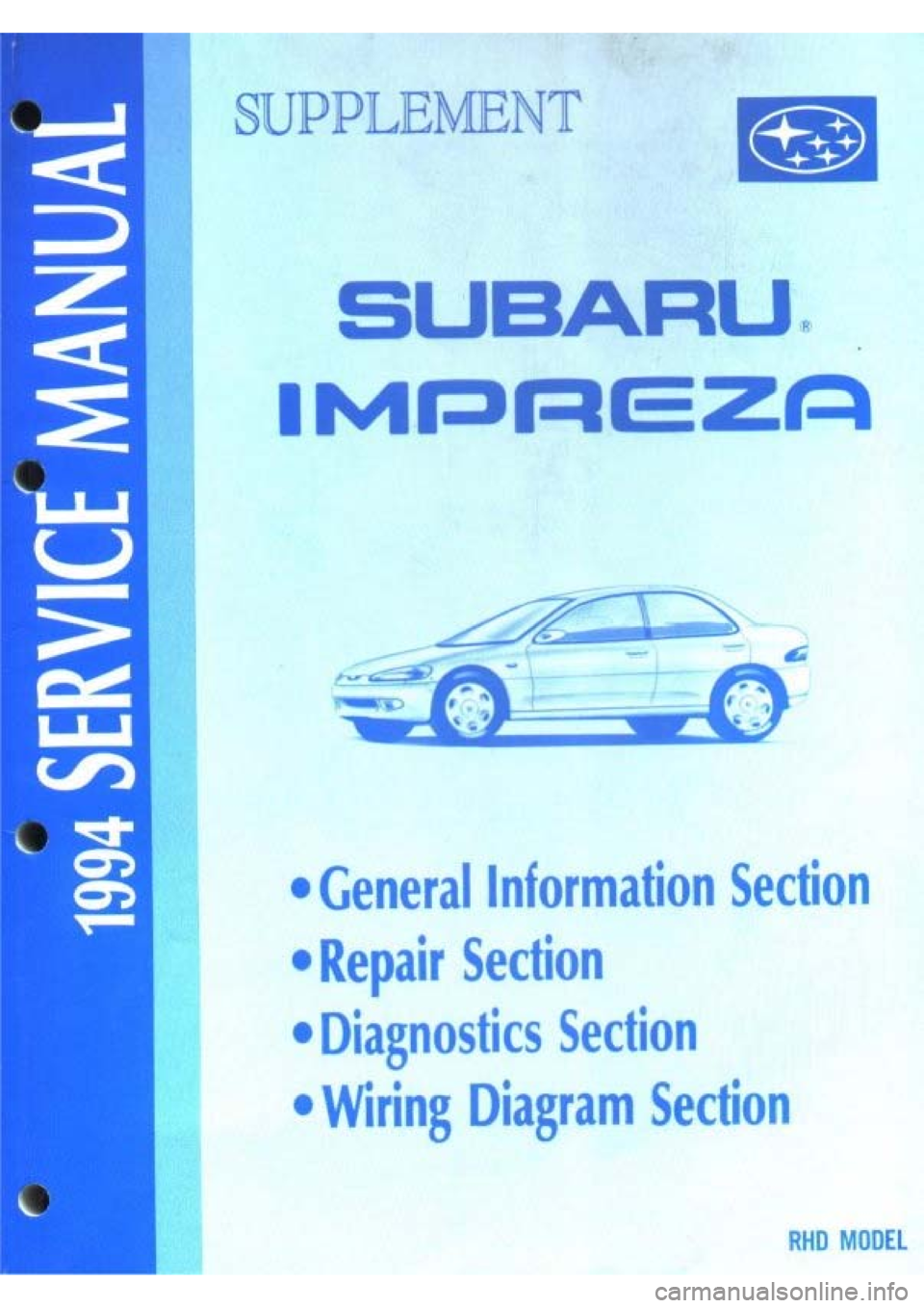 SUBARU IMPREZA 1993 Workshop Manual SUBARU IMPREZA 1993 Workshop Manual