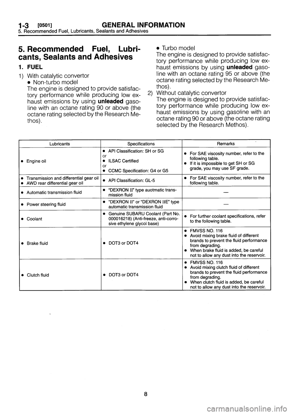 SUBARU IMPREZA 1993 Owners Manual SUBARU IMPREZA 1993 Owners Manual