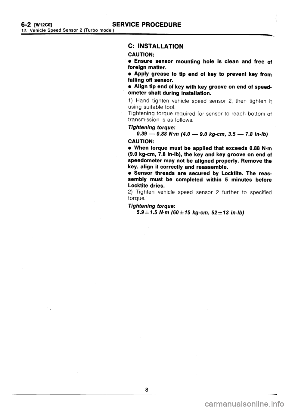 SUBARU IMPREZA 1993  Workshop Manual 