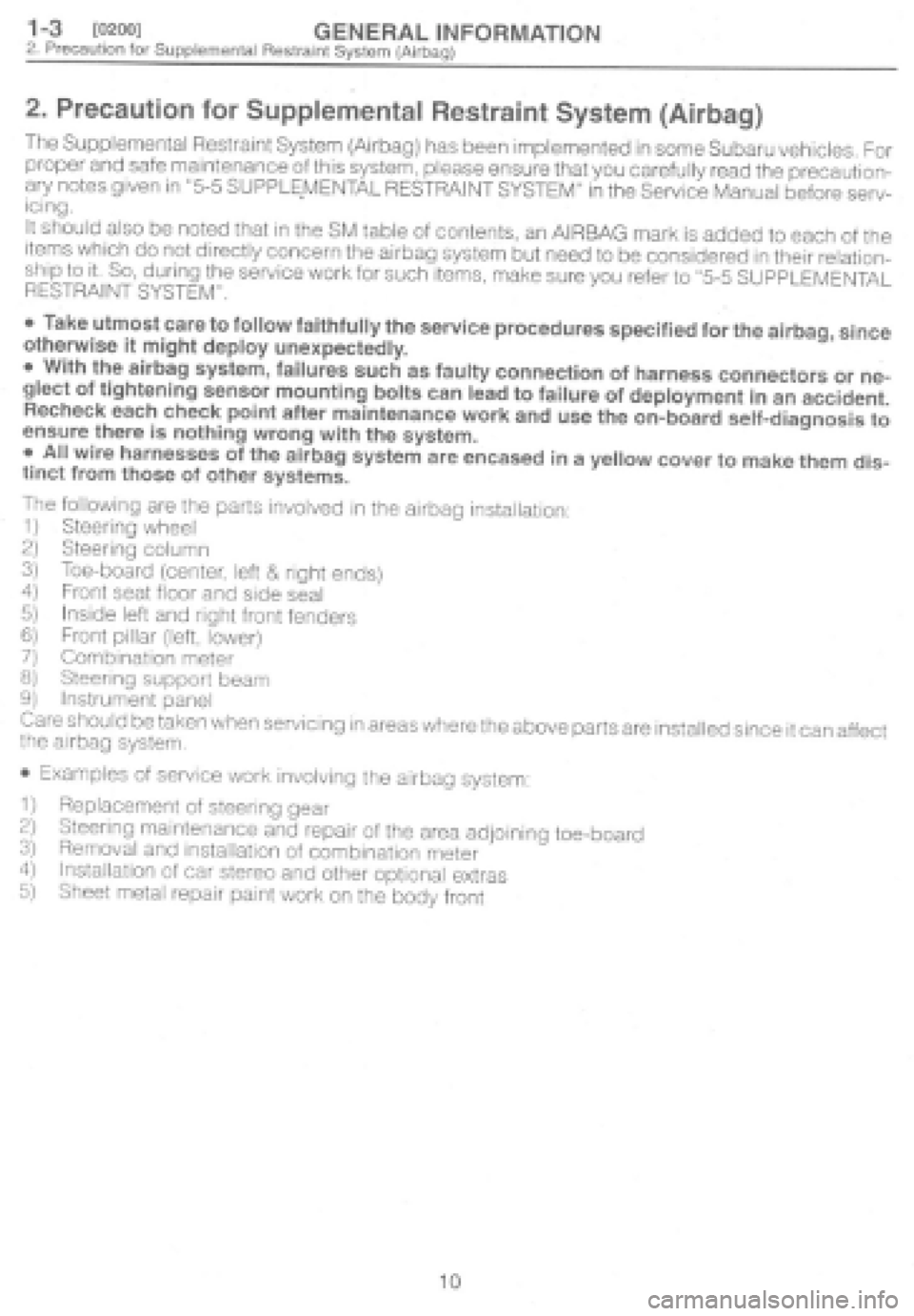 SUBARU IMPREZA 1997 User Guide 