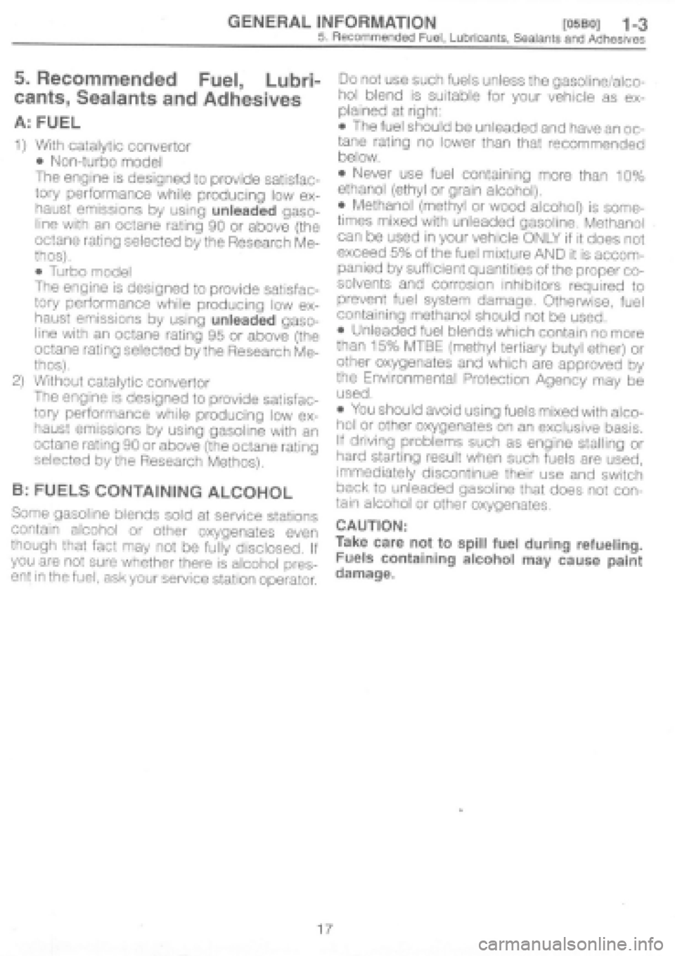 SUBARU IMPREZA 1997 User Guide 