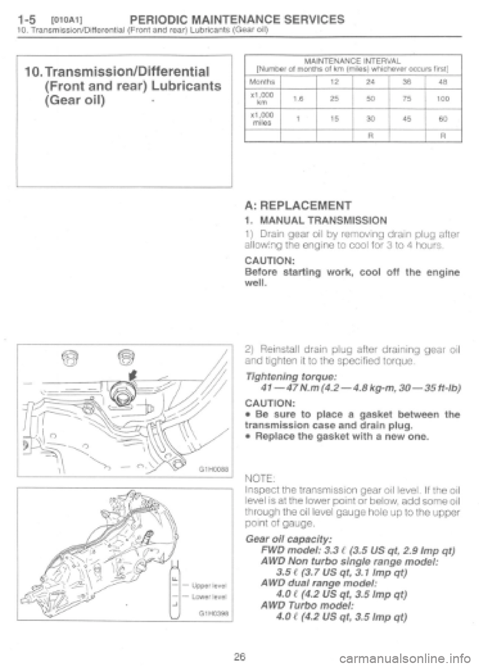 SUBARU IMPREZA 1997 Repair Manual 