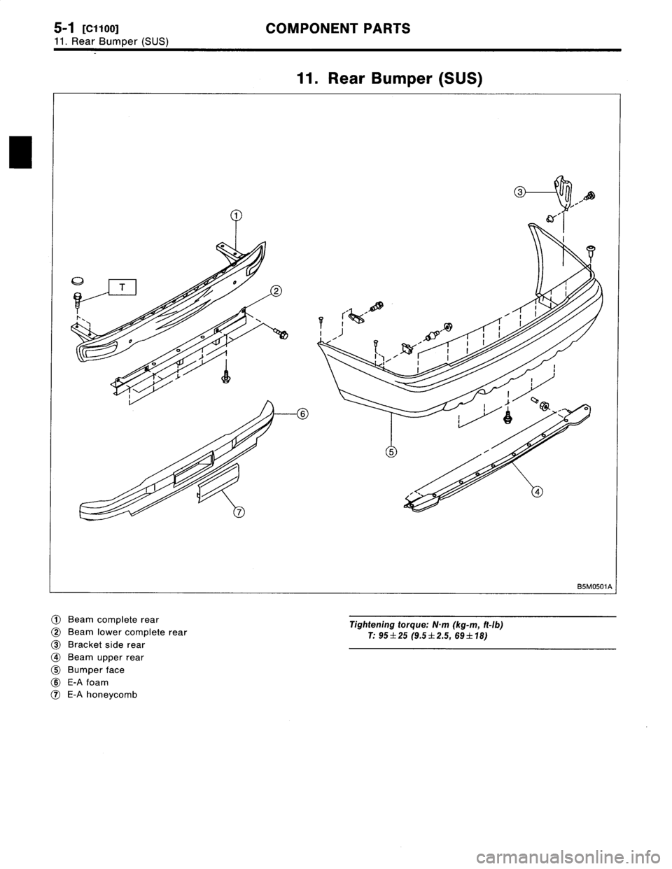SUBARU LEGACY 1997  Service Repair Manual 
5-1
[ciIoo]
COMPONENT
PARTS
11
.
Rear
Bumper
(SUS)

11
.
Rear
Bumper
(SUS)

O

.-
1
4Y

I

/
0
2

i
A$O

1~
I
~
iIi
o
g
t
~~
IIII

V
l
`ao
6
u
V

5
4

7

BSM0501A

Beam
complete
rear

Beam
lower
co