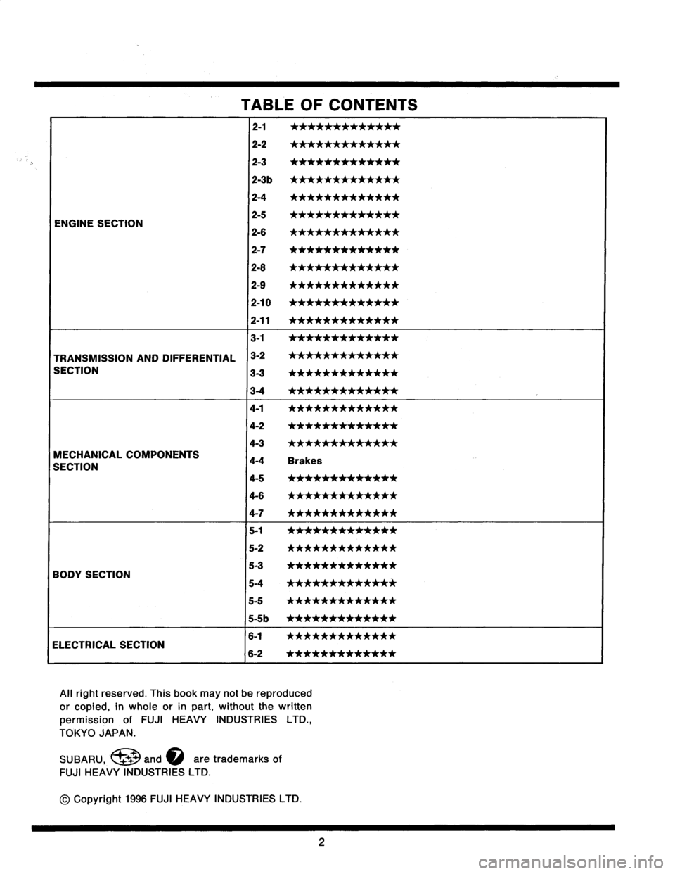SUBARU LEGACY 1997 Service Repair Manual
TABLE
OFCONTENTS
2-1
~************
2-2
*********~k**
2-3
tE**tE*ylr****t1~~t
2-3b
*******tlr~~ylr**
2-4
~t~~t~t1E7E~t~lr~lr~t~t~t~t
2-5
*yt***********
ENGINE
SECTION
2-6
*~~**********
2-7
**** SUBARU LEGACY 1997 Service Repair Manual
TABLE
OFCONTENTS
2-1
~************
2-2
*********~k**
2-3
tE**tE*ylr****t1~~t
2-3b
*******tlr~~ylr**
2-4
~t~~t~t1E7E~t~lr~lr~t~t~t~t
2-5
*yt***********
ENGINE
SECTION
2-6
*~~**********
2-7
****