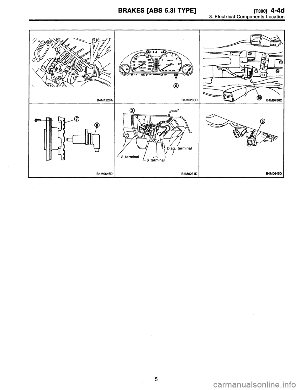 SUBARU LEGACY 1997  Service Owners Guide 
BRAKES
[ABS
5
.31
TYPE]
[Mo]
4-4d

3
.
Electrical
Components
Location

O

.a
4

.OeF
r~
~
12p
Y1
"
N,
~

o~
~~
m
en
.
7
2
1
O

---~
4

~-
)~
134M1226A
134100230D
I
134M0786C

7I
I
~
~
~l
\

°o

i

