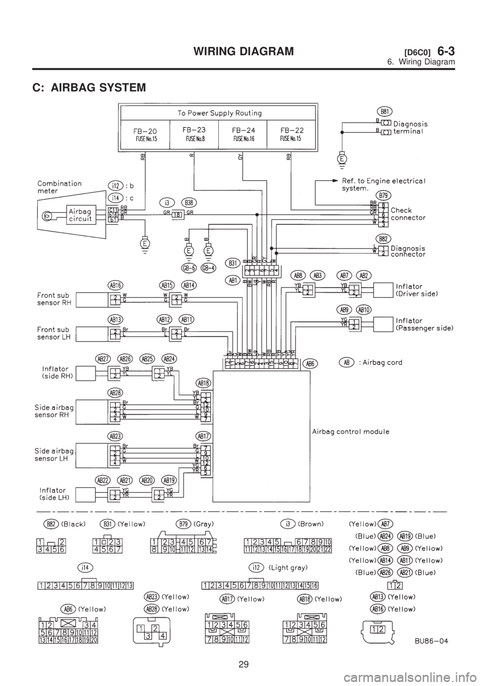 SUBARU LEGACY 1999  Service Repair Manual C: AIRBAG SYSTEM
29
[D6C0]6-3WIRING DIAGRAM
6. Wiring Diagram  