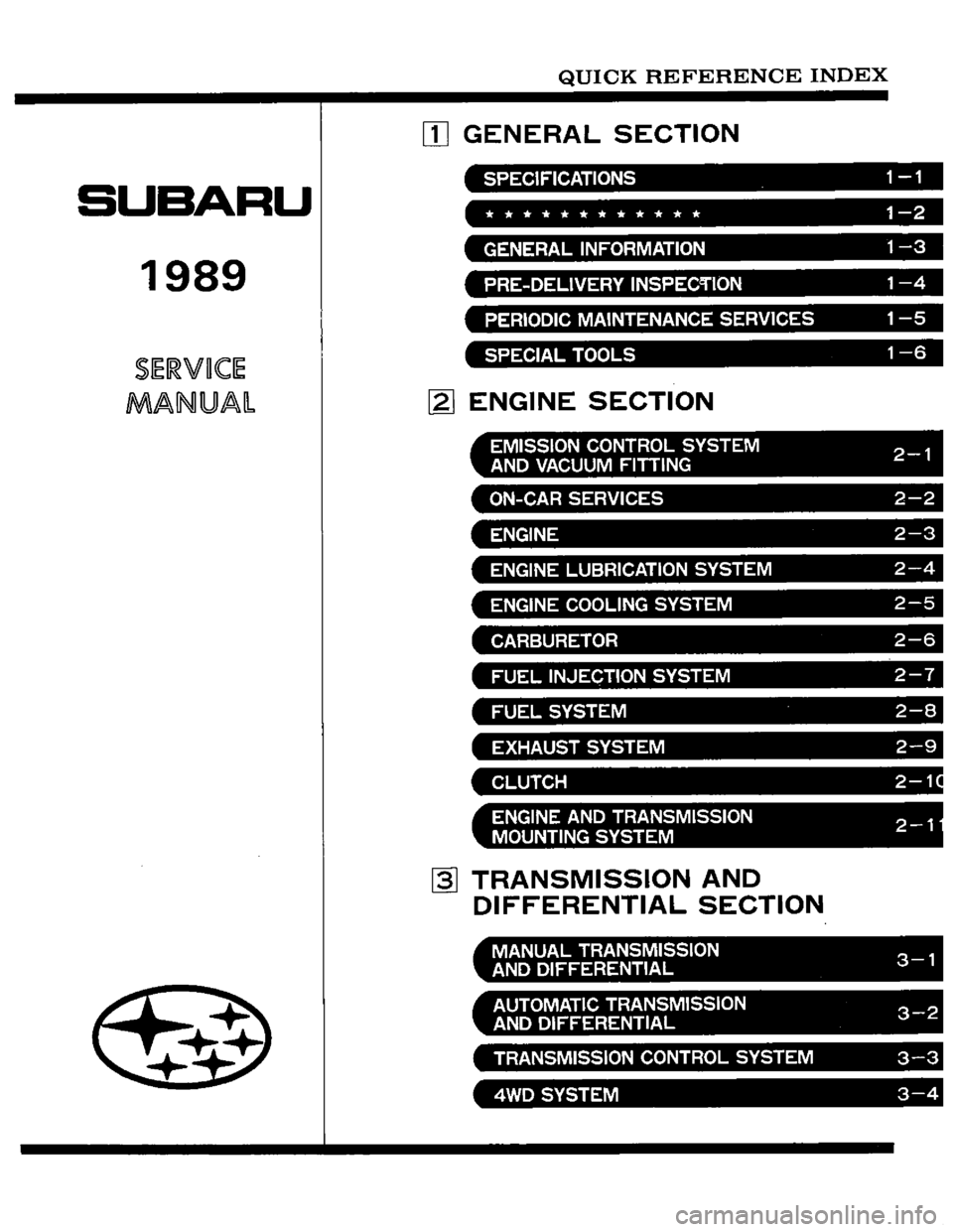 SUBARU LEONE 1989  Service Repair Manual 