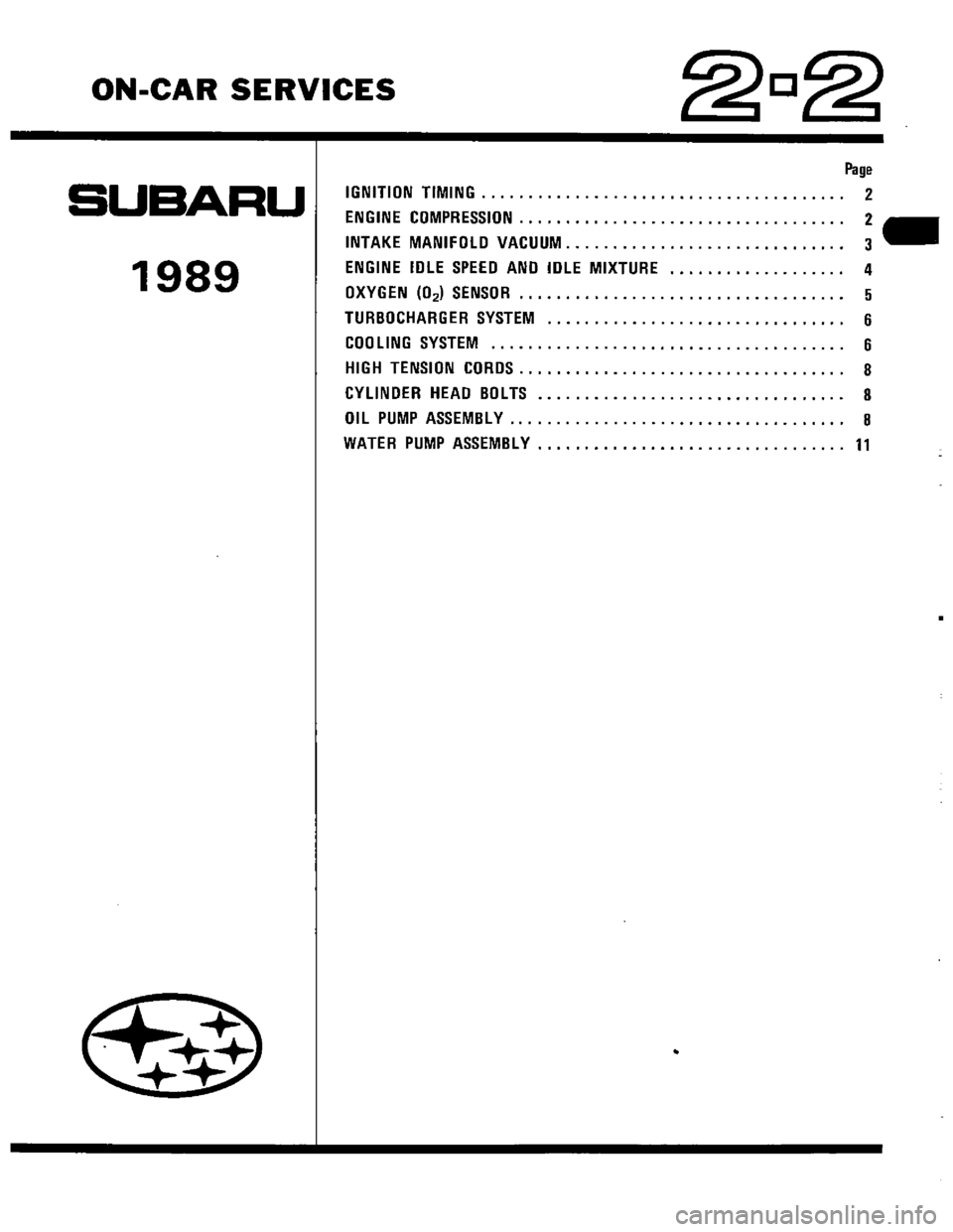 SUBARU LEONE 1989  Service Repair Manual 