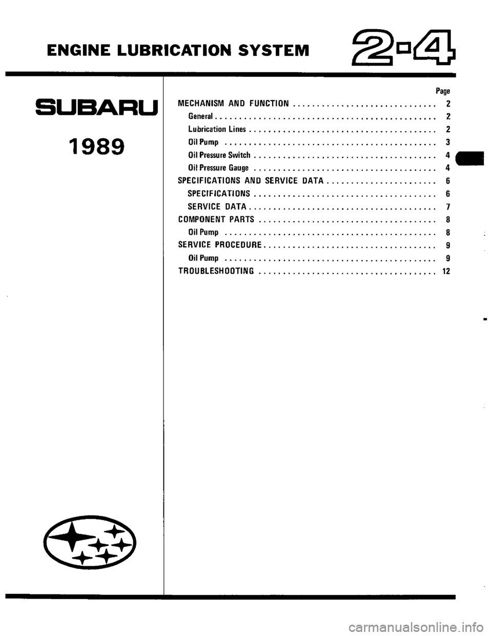 SUBARU LEONE 1989 Service Repair Manual SUBARU LEONE 1989 Service Repair Manual