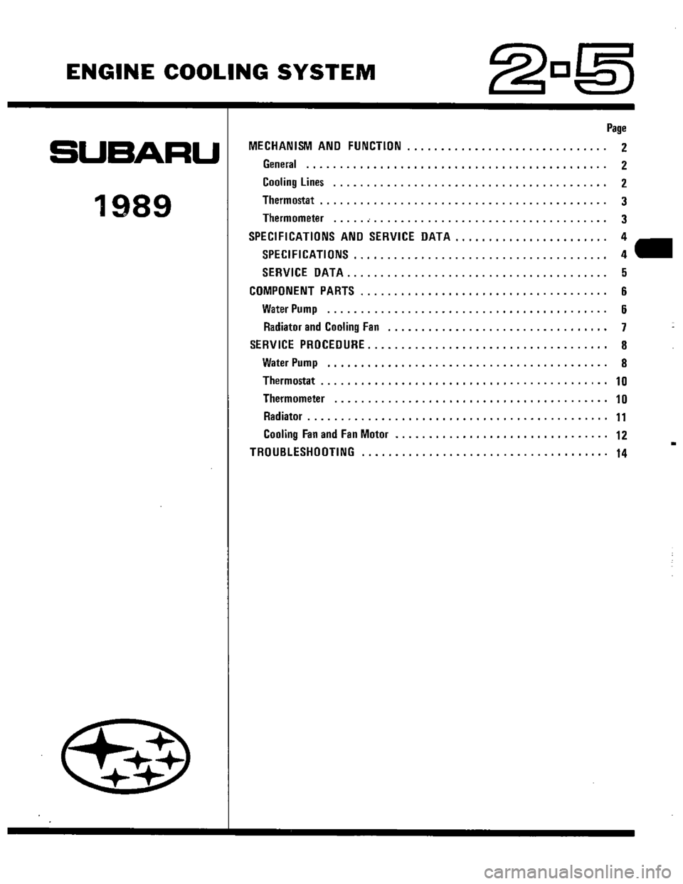 SUBARU LEONE 1989 Service Repair Manual SUBARU LEONE 1989 Service Repair Manual