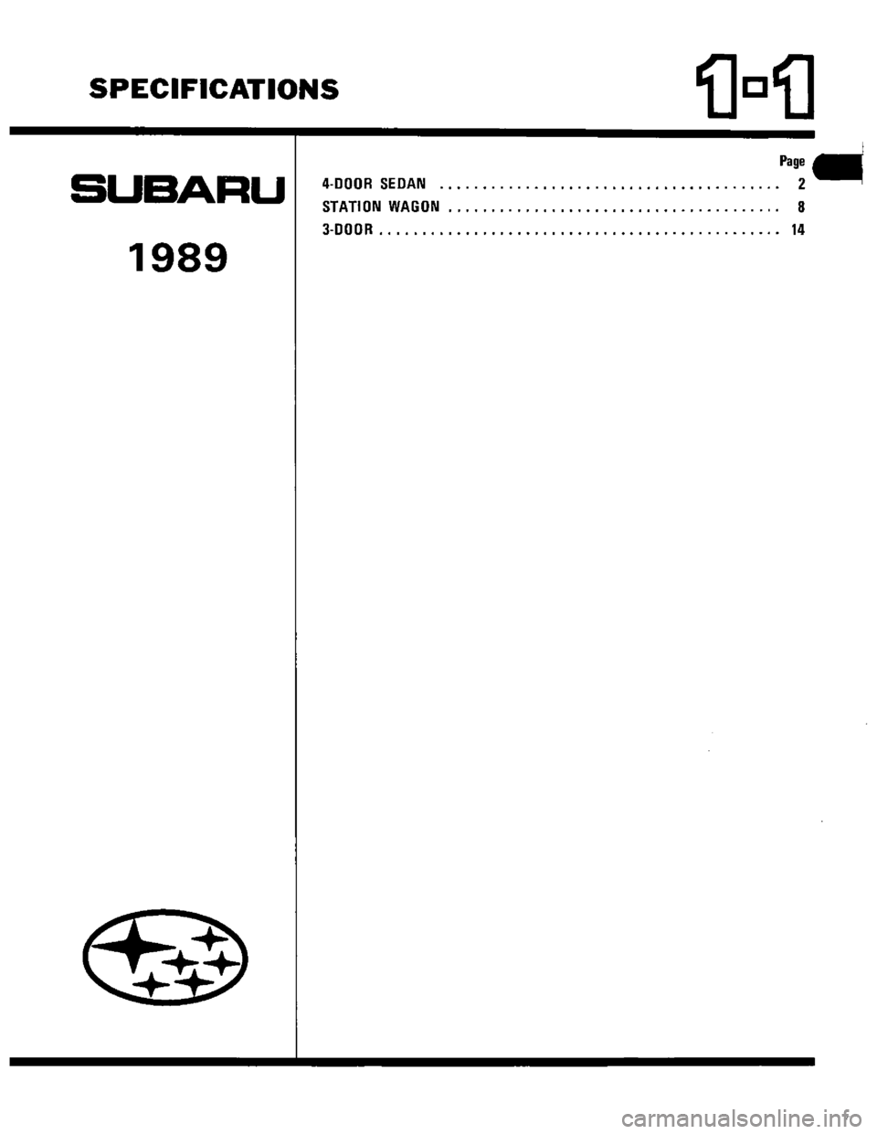 SUBARU LEONE 1989  Service Repair Manual 