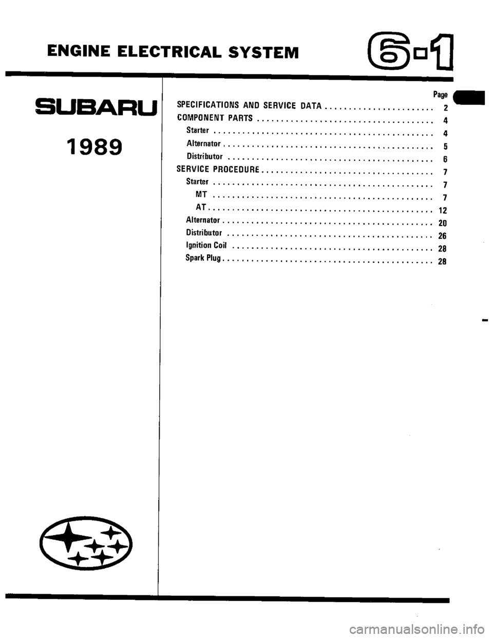 SUBARU LEONE 1989 Service Repair Manual SUBARU LEONE 1989 Service Repair Manual