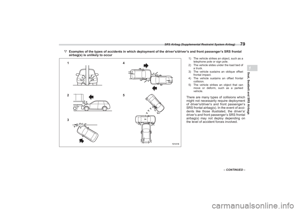 SUBARU BRZ 2023 Manual Online SRS Airbag (Supplemental Restraint System Airbag)
79
Seat, Seatbelt and SRS Airbags1
– CONTINUED –
▽Examples of the types of accidents in which deployment of the driver’s/driver’s and front SUBARU BRZ 2023 Manual Online SRS Airbag (Supplemental Restraint System Airbag)
79
Seat, Seatbelt and SRS Airbags1
– CONTINUED –
▽Examples of the types of accidents in which deployment of the driver’s/driver’s and front