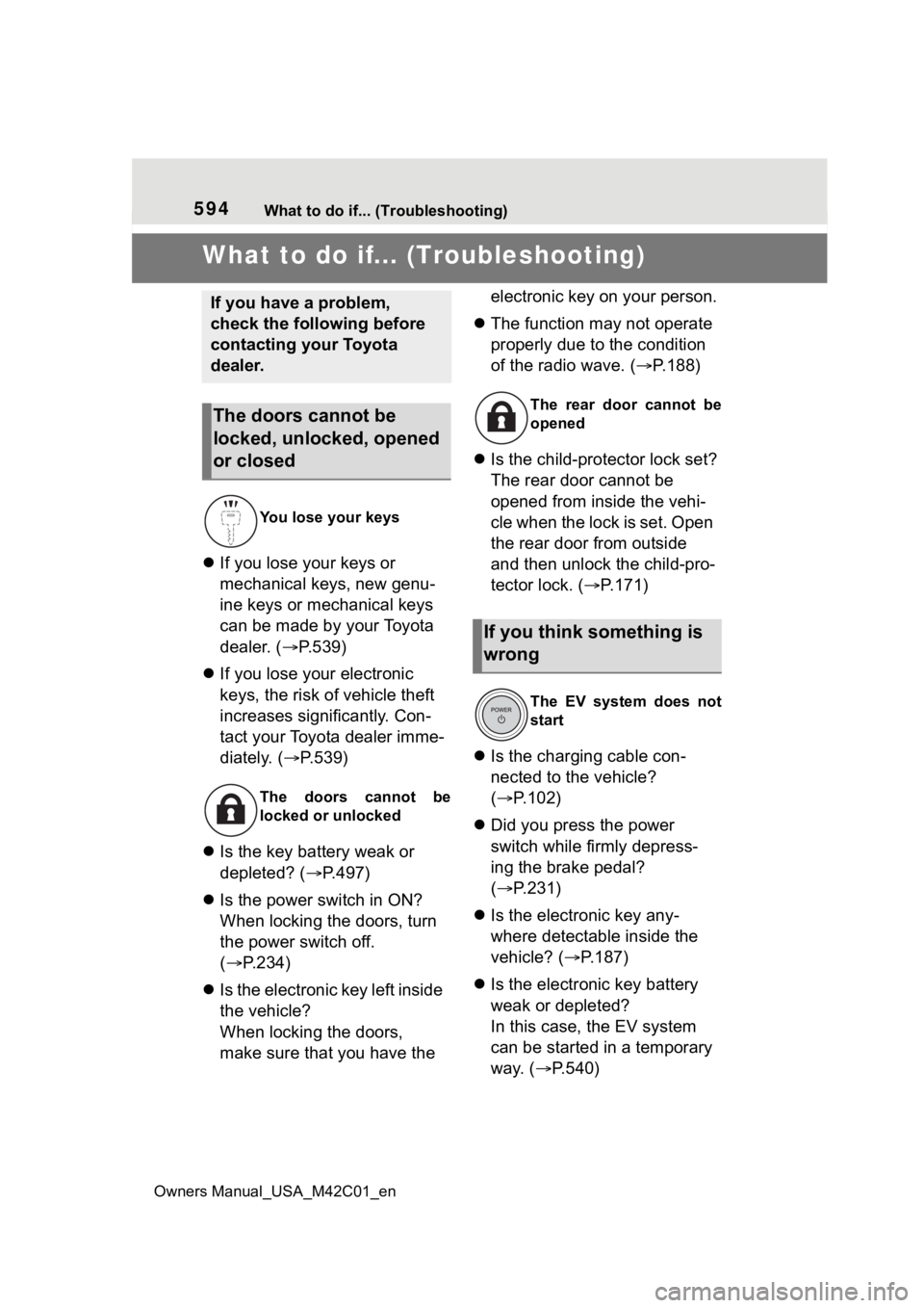 SUBARU SOLTERRA 2023 Owners Manual 594What to do if... (Troubleshooting)
Owners Manual_USA_M42C01_en
1-1.What to do if... (Troubleshooting)What to do if... (Troubleshooting)
If you lose your keys or
mechanical keys, new genu-
ine SUBARU SOLTERRA 2023 Owners Manual 594What to do if... (Troubleshooting)
Owners Manual_USA_M42C01_en
1-1.What to do if... (Troubleshooting)What to do if... (Troubleshooting)
If you lose your keys or
mechanical keys, new genu-
ine