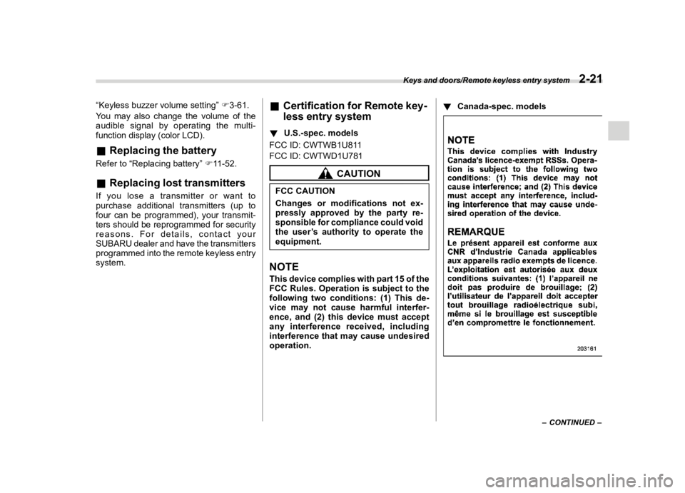 SUBARU WRX 2021  Owners Manual �������

