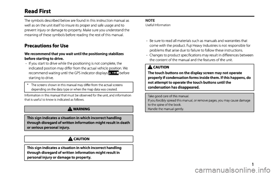 SUBARU BRZ 2015 1.G Navigation Manual 