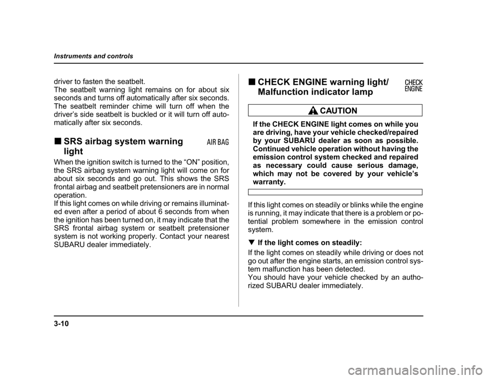 SUBARU BAJA 2004 1.G Owners Manual 