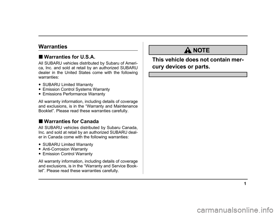 SUBARU BAJA 2004 1.G Owners Manual 