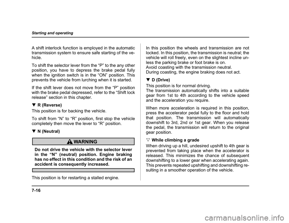 SUBARU BAJA 2004 1.G Owners Manual 