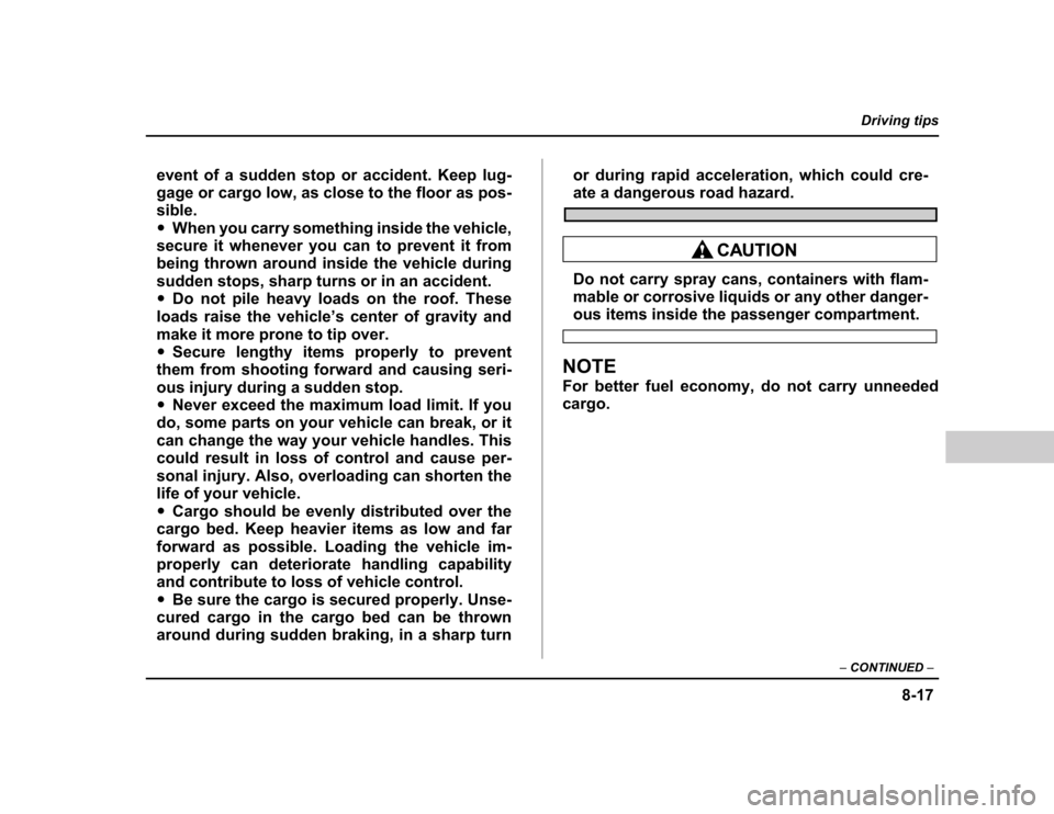 SUBARU BAJA 2004 1.G Owners Manual 
