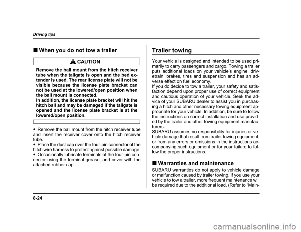 SUBARU BAJA 2004 1.G Owners Manual 
