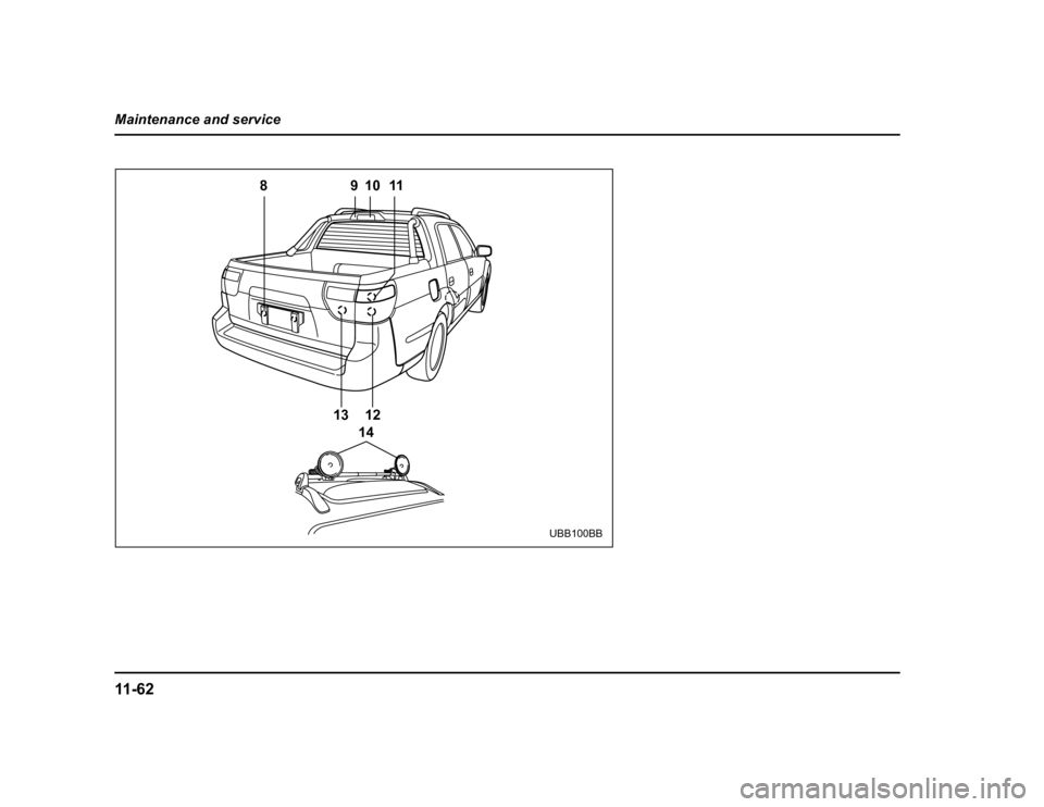 SUBARU BAJA 2004 1.G Owners Manual �� �� �
�����������������������
14
12
13
89
10 11
UBB100BB 