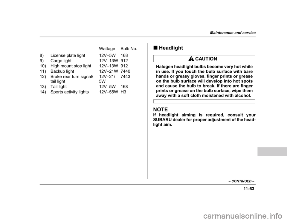 SUBARU BAJA 2004 1.G Owners Manual 