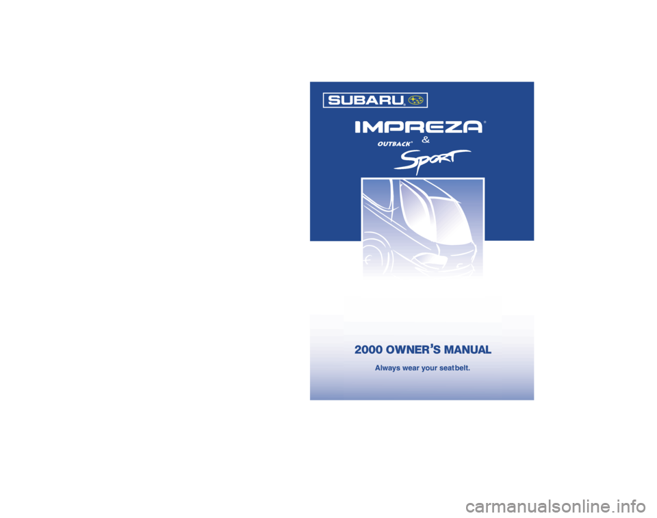 SUBARU IMPREZA 2000 2.G Owners Manual 