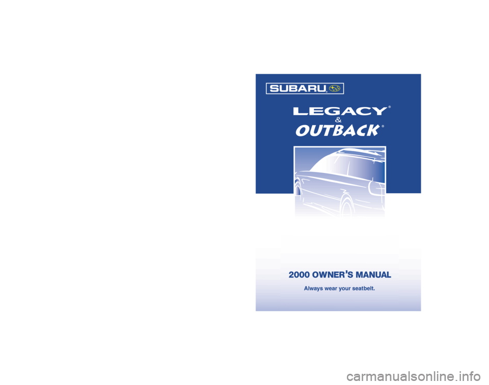 SUBARU LEGACY 2000 3.G Owners Manual 