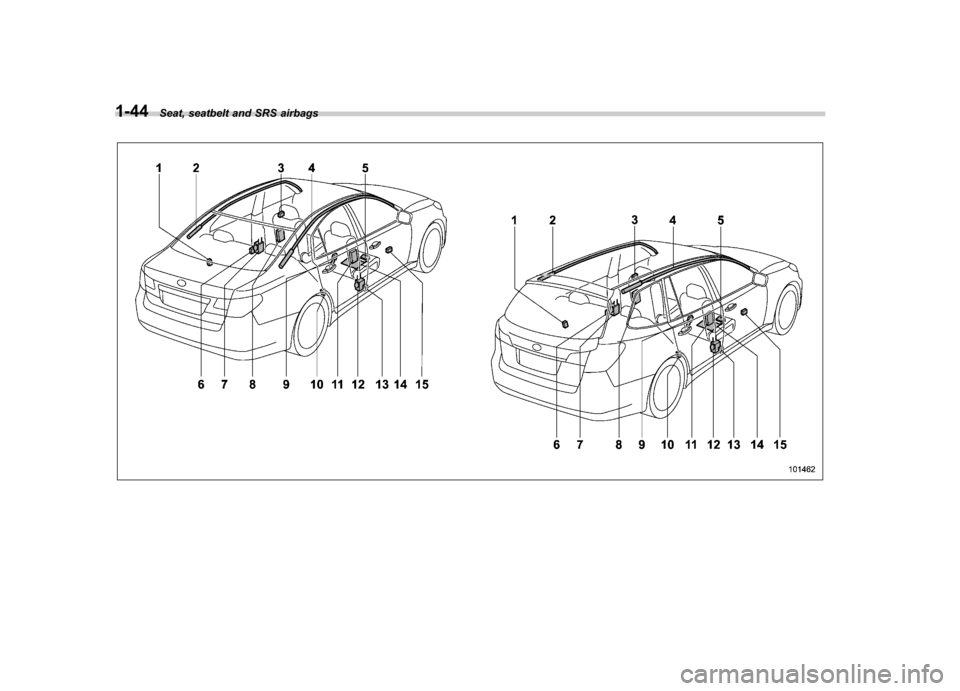 SUBARU LEGACY 2012 5.G Repair Manual 1-44Seat, seatbelt and SRS airbags SUBARU LEGACY 2012 5.G Repair Manual 1-44Seat, seatbelt and SRS airbags