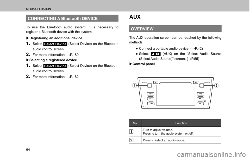 SUBARU OUTBACK 2017 6.G Multimedia System Manual MEDIA OPERATION
94
CONNECTING A Bluetooth DEVICE
To use the Bluetooth audio system, it is necessary to 
register a Bluetooth device with the system.
�XRegistering an additional device
1.SelectSelect D