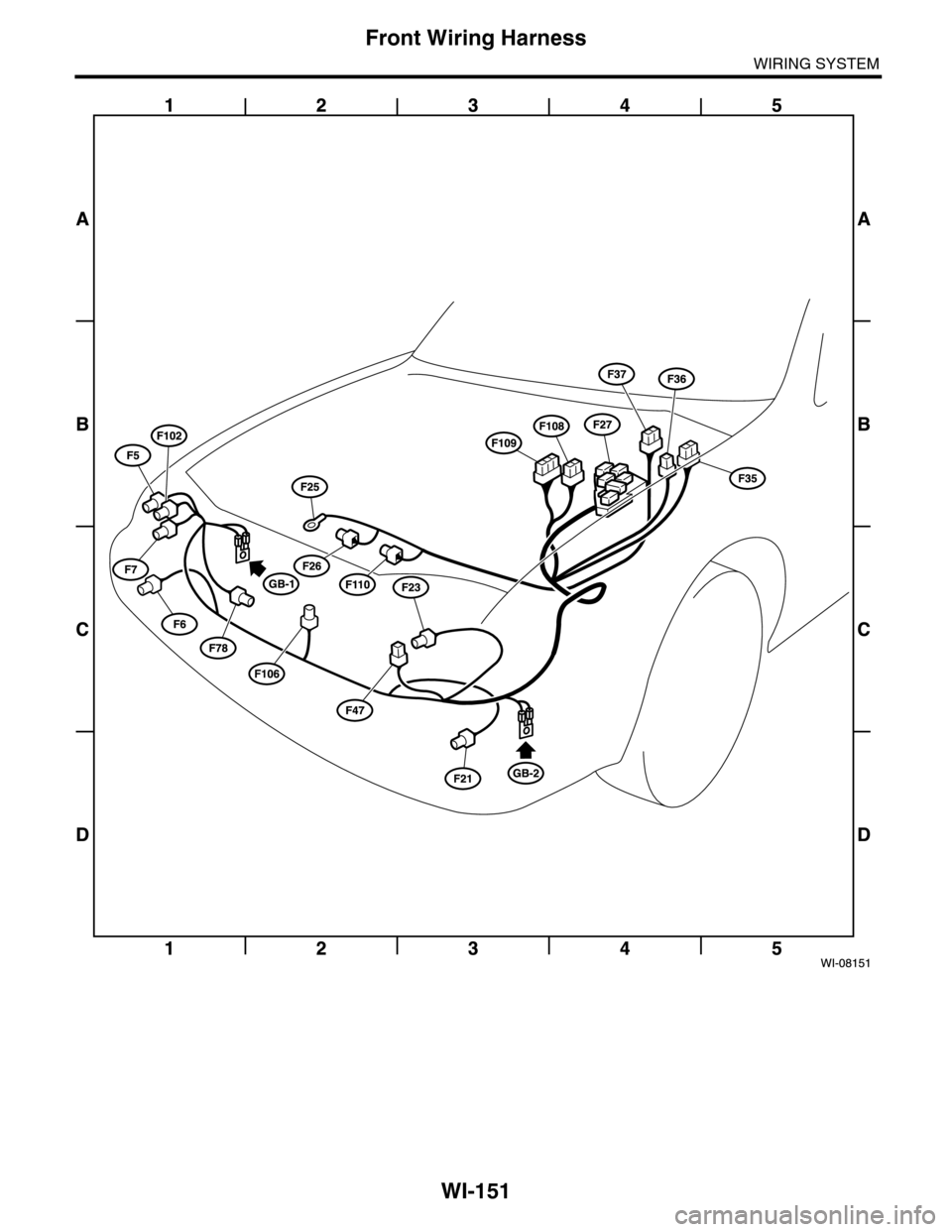 SUBARU TRIBECA 2009 1.G Service Workshop Manual WI-151
Front Wiring Harness
WIRING SYSTEM SUBARU TRIBECA 2009 1.G Service Workshop Manual WI-151
Front Wiring Harness
WIRING SYSTEM