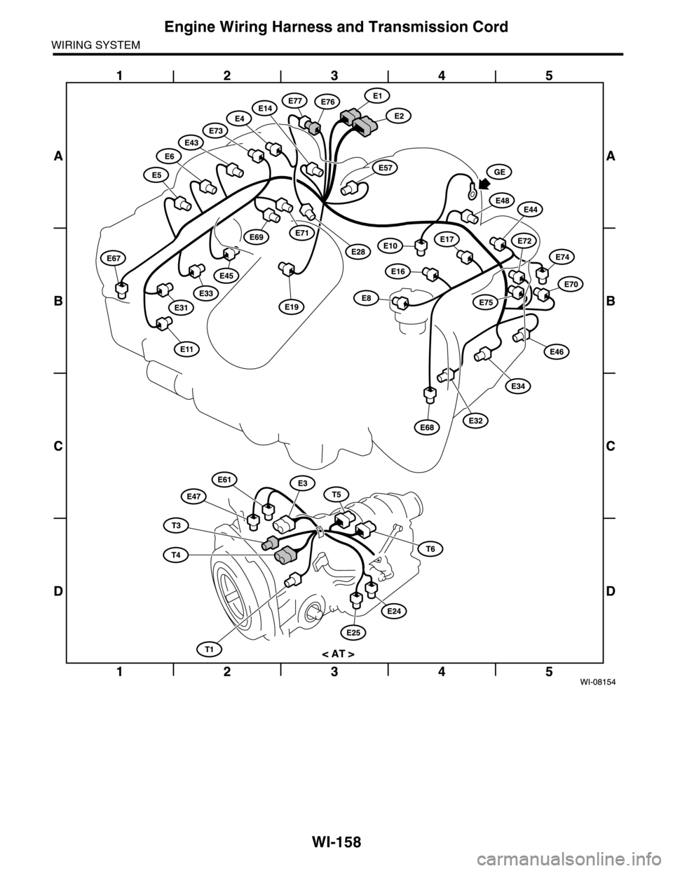 SUBARU TRIBECA 2009 1.G Service Workshop Manual WI-158
Engine Wiring Harness and Transmission Cord
WIRING SYSTEM SUBARU TRIBECA 2009 1.G Service Workshop Manual WI-158
Engine Wiring Harness and Transmission Cord
WIRING SYSTEM