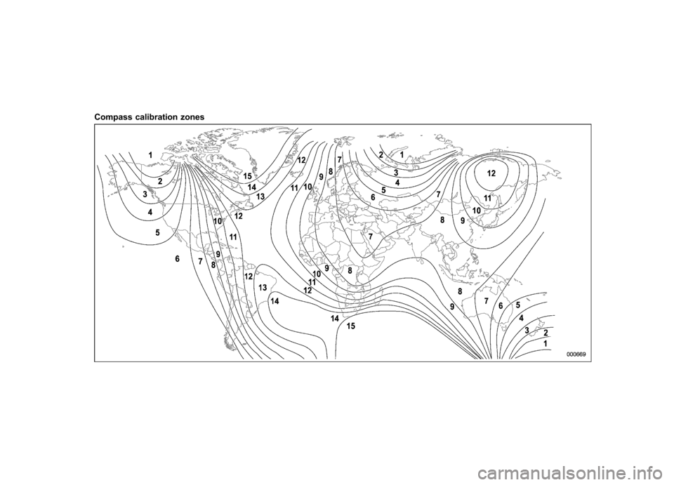 SUBARU TRIBECA 2010 1.G Owners Manual Compass calibration zones  