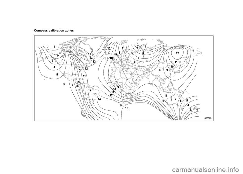 SUBARU TRIBECA 2011 1.G Owners Manual Compass calibration zones  