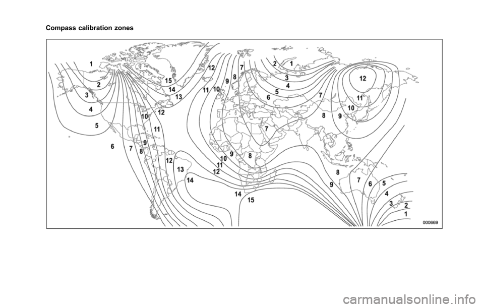 SUBARU TRIBECA 2014 1.G Owners Manual Compass calibration zones 