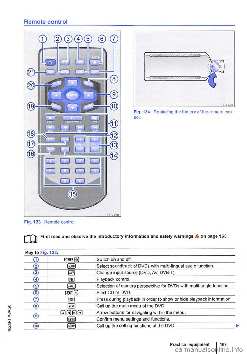 VOLKSWAGEN TRANSPORTER 2015 Owner´s Manual Remote control
Fig. 133 Remote control.
[::::::::::::::::::::::vm
81£.(256
Fig. 134 Replacing the battery of the remote con-trol.
[QJ First read and observe the Introductory Information and safe VOLKSWAGEN TRANSPORTER 2015 Owner´s Manual Remote control
Fig. 133 Remote control.
[::::::::::::::::::::::vm
81£.(256
Fig. 134 Replacing the battery of the remote con-trol.
[QJ First read and observe the Introductory Information and safe